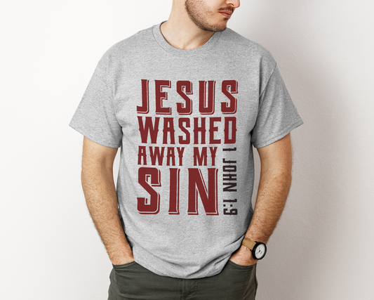 Jesus Washed Away My Sin Heavy Cotton Tee