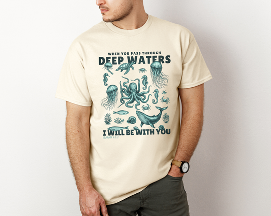 I Will Be With You Heavy Cotton Tee - Isaiah 43:2