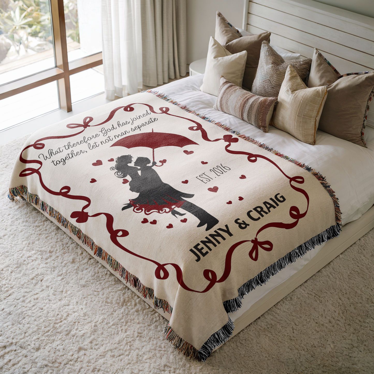 Personalized Christian Wedding Woven Blanket - Christian Wedding Gift