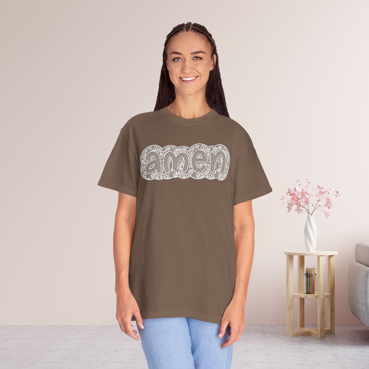Amen Comfort Colors Shirt - Printed Lace Design