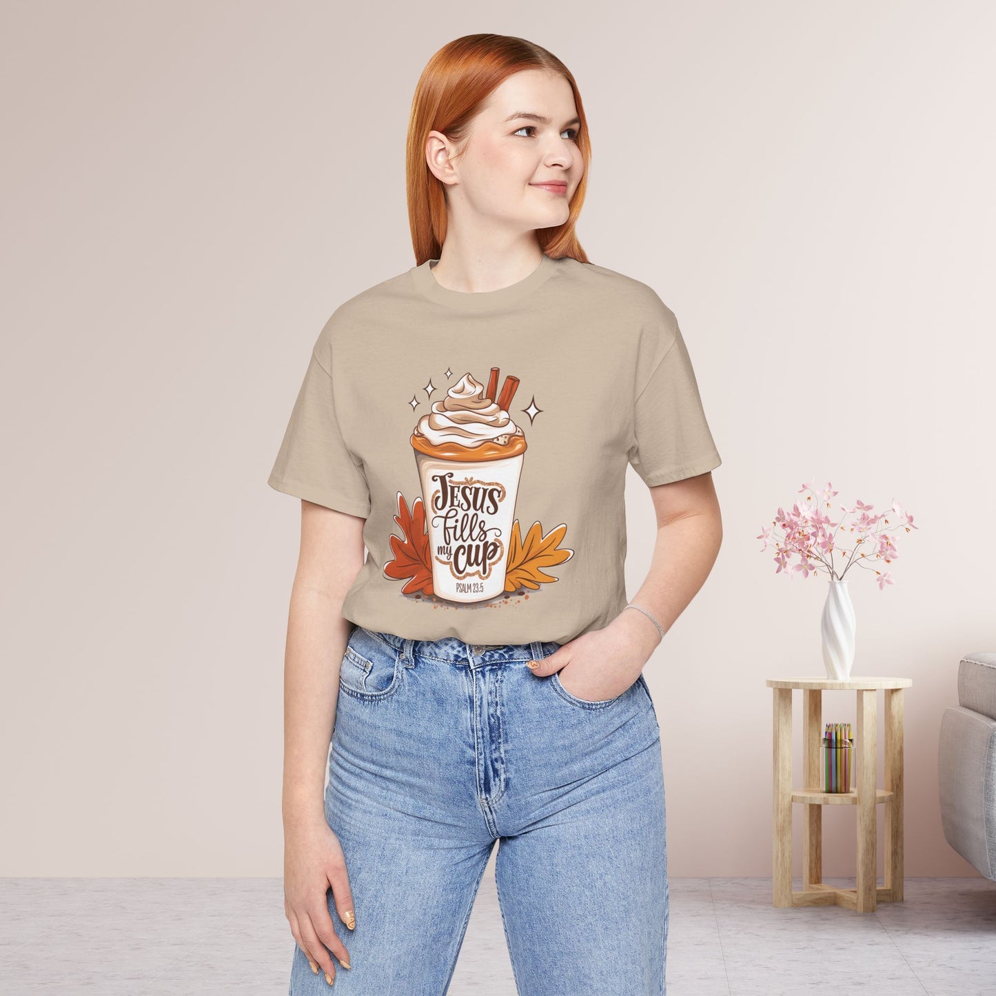 Jesus Fills My Cup Soft Cotton Tee - Fall Christian Tee