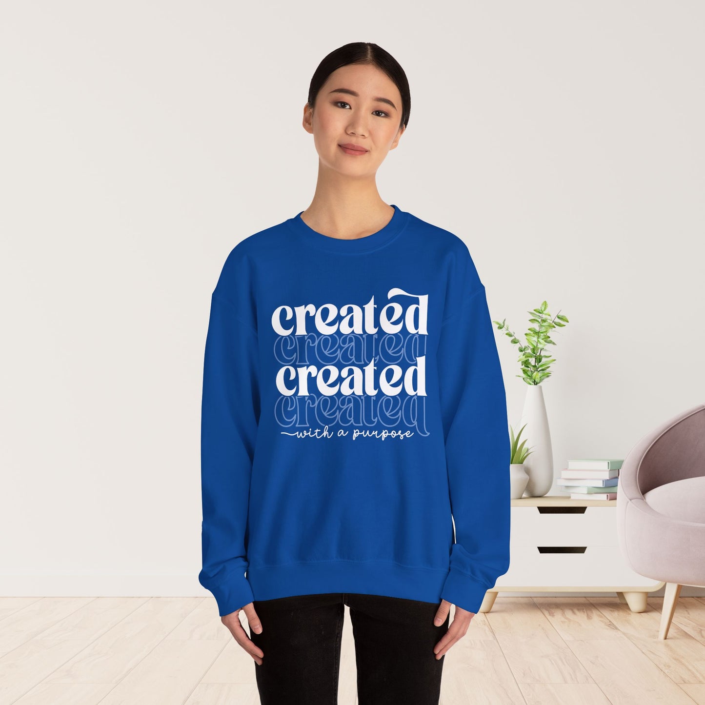 Created With a Purpose Sweatshirt - Christian Mom Sweatshirt