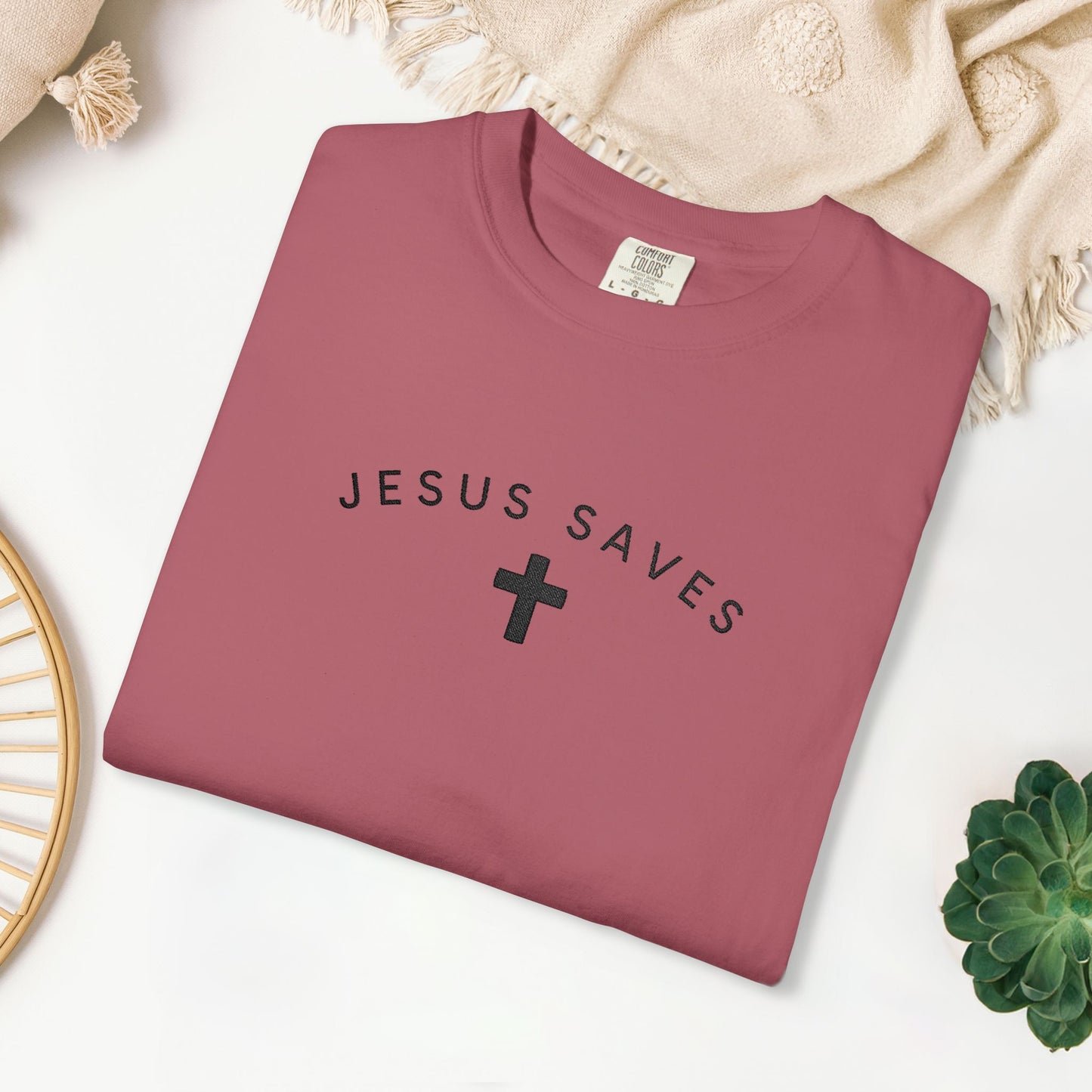 Embroidered Jesus Saves Comfort Colors Shirt