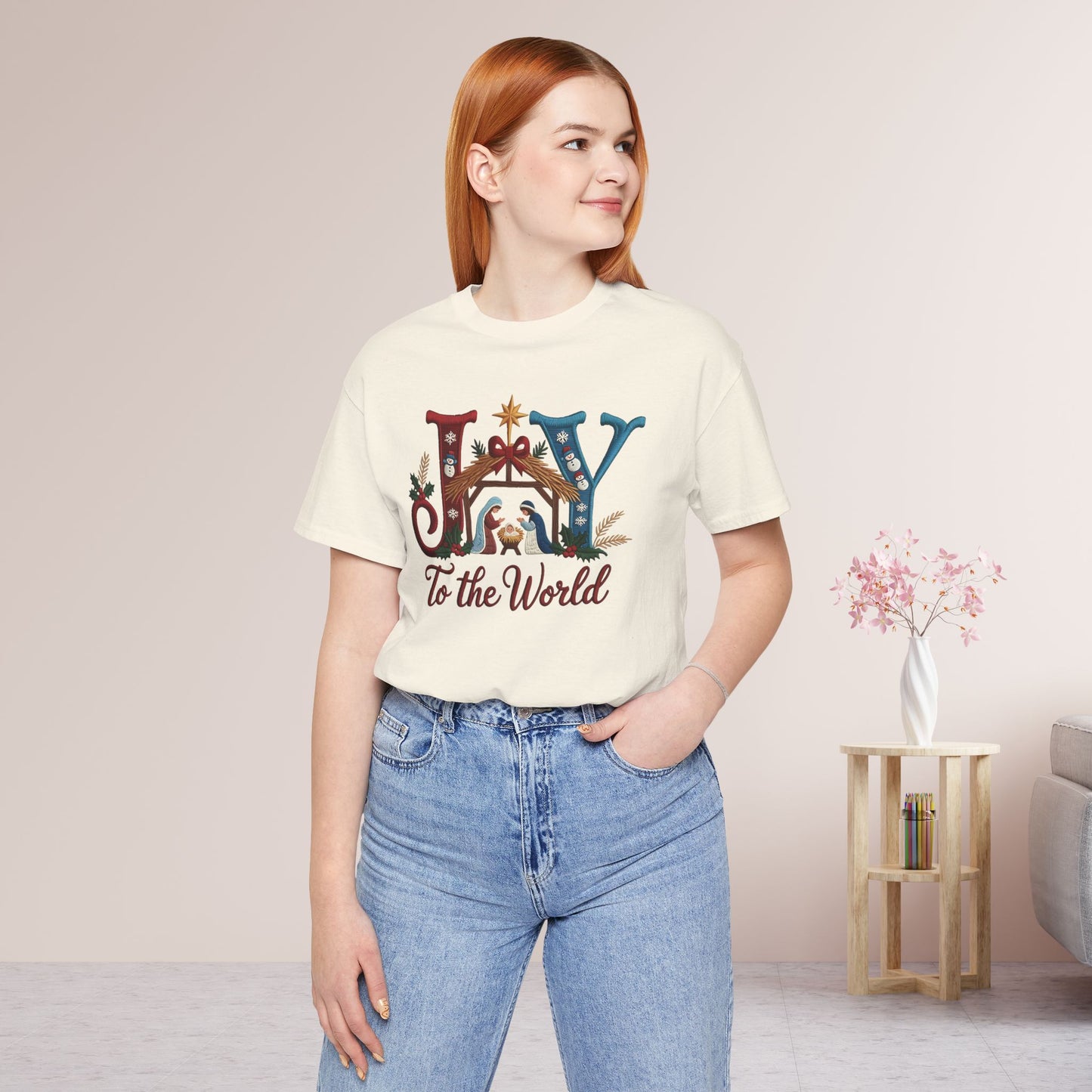 Joy to The World Soft Cotton Tee - Christian Christmas Shirt