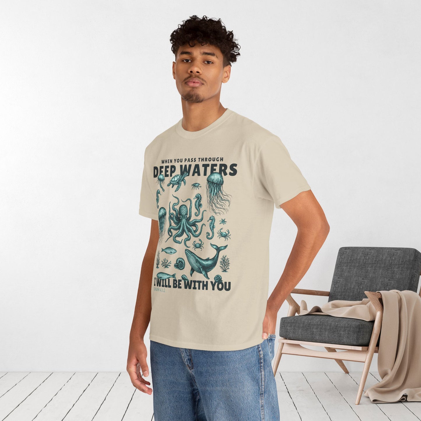 I Will Be With You Heavy Cotton Tee - Isaiah 43:2