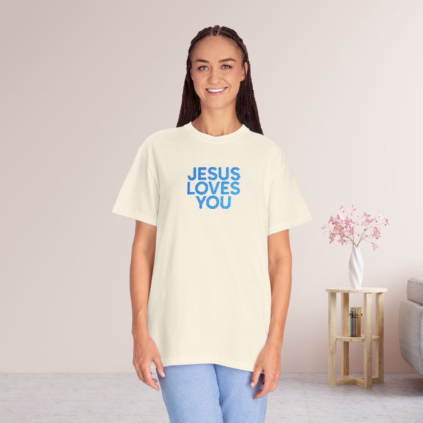 Jesus Loves You Embroidered Comfort Colors Shirt