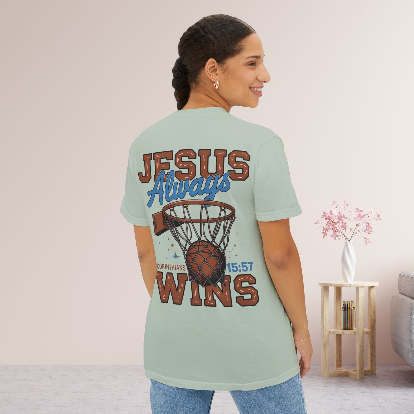 Jesus Always Wins Comfort Colors Pocket T-Shirt