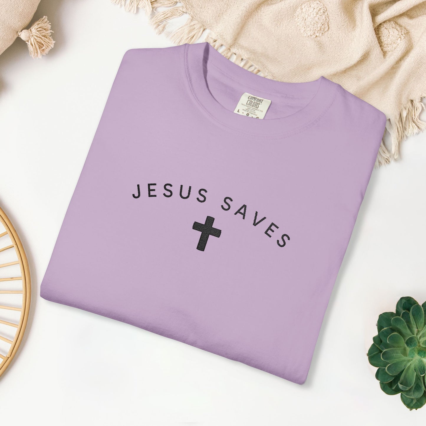 Embroidered Jesus Saves Comfort Colors Shirt