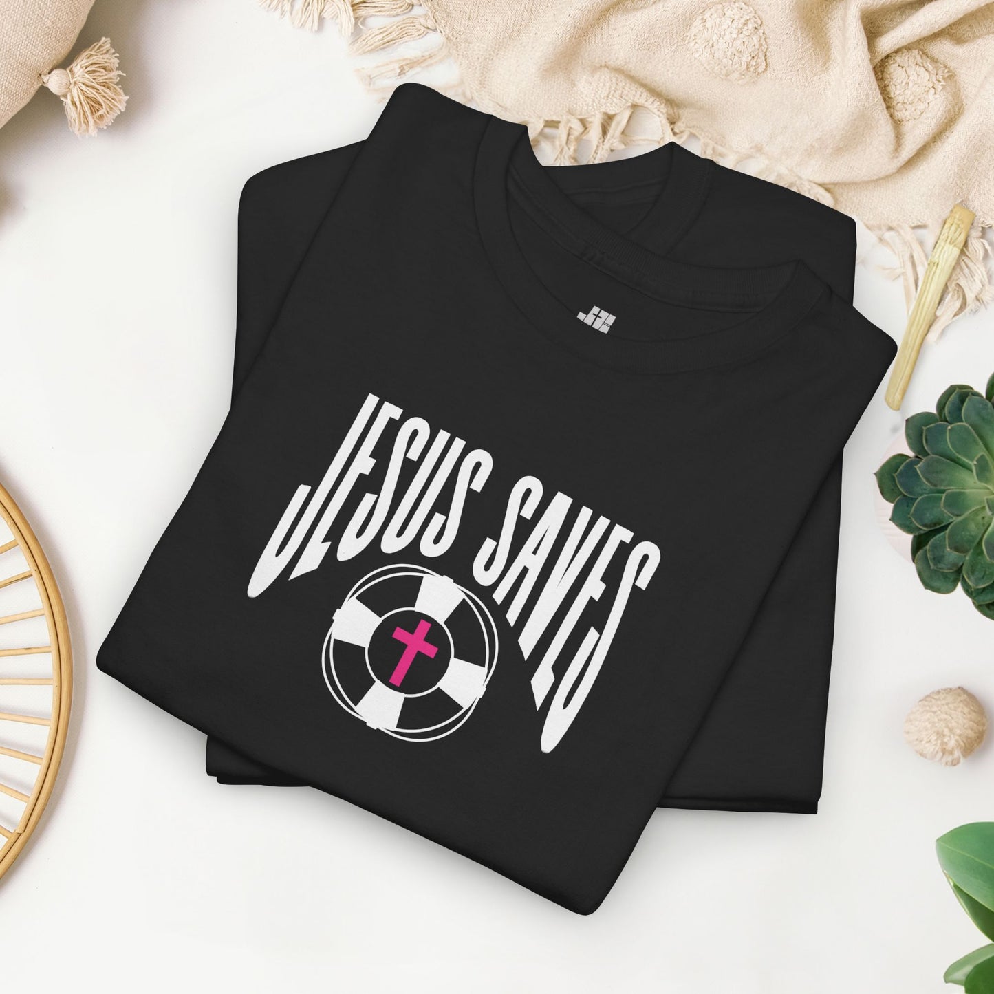 Jesus Saves - My Lifeguard Walks On Water Heavy Cotton Tee