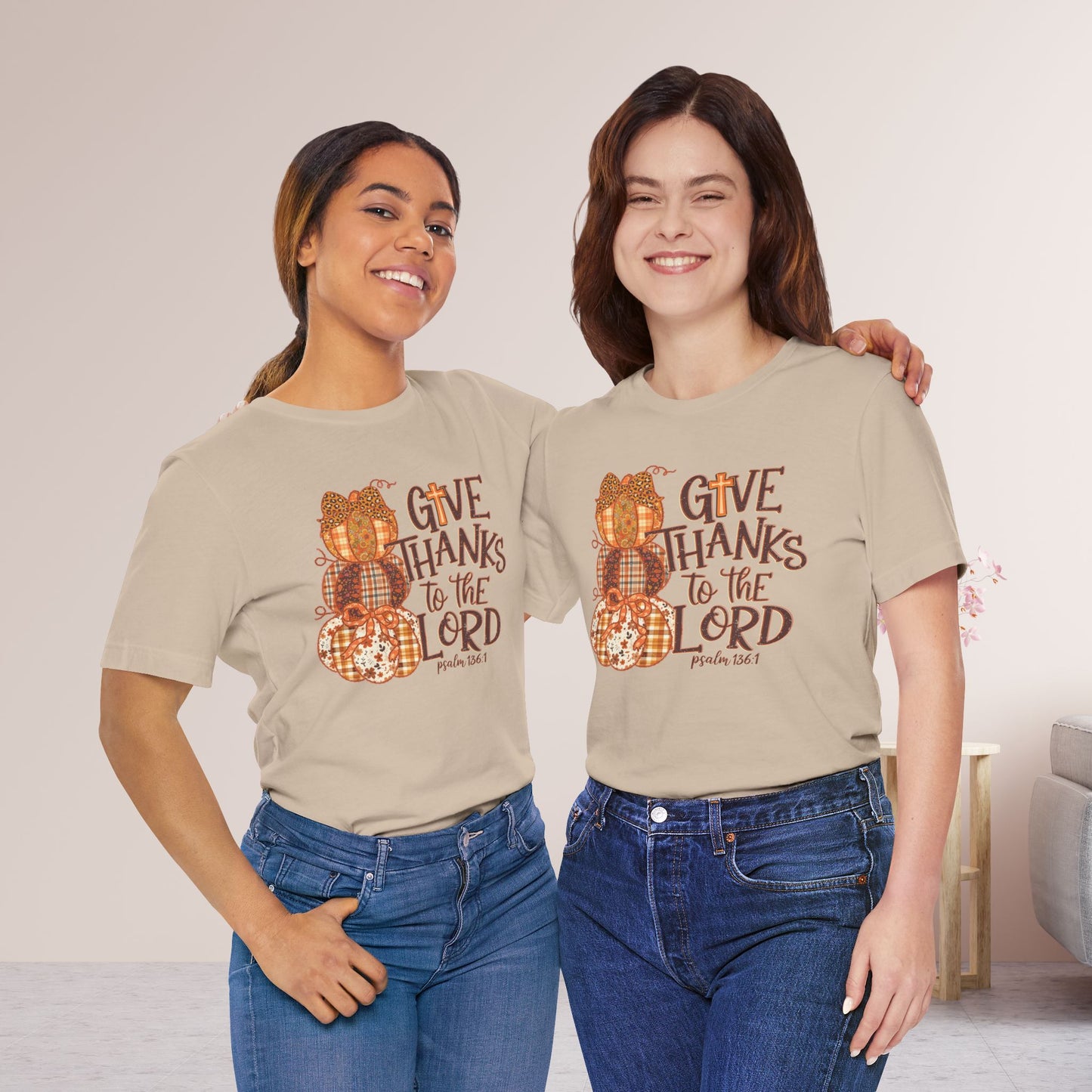 Give Thanks to The Lord Soft Cotton Tee - Fall Christian Tee