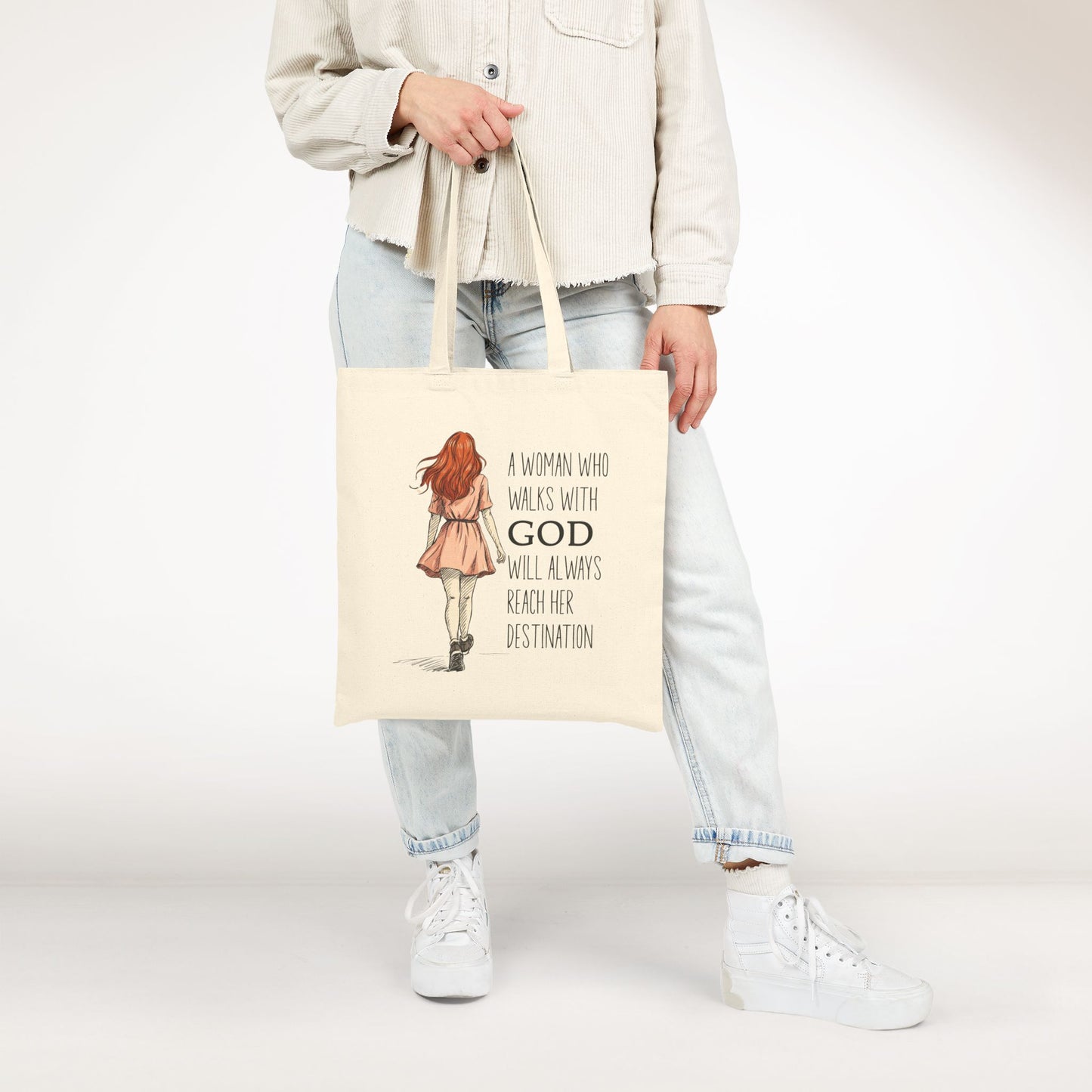 A Woman Who Walks With God Canvas Tote Bag