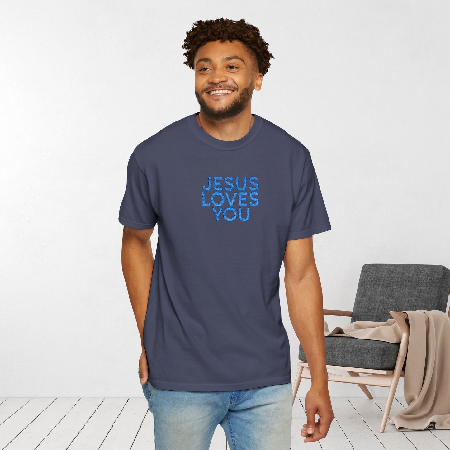 Jesus Loves You Embroidered Comfort Colors Shirt