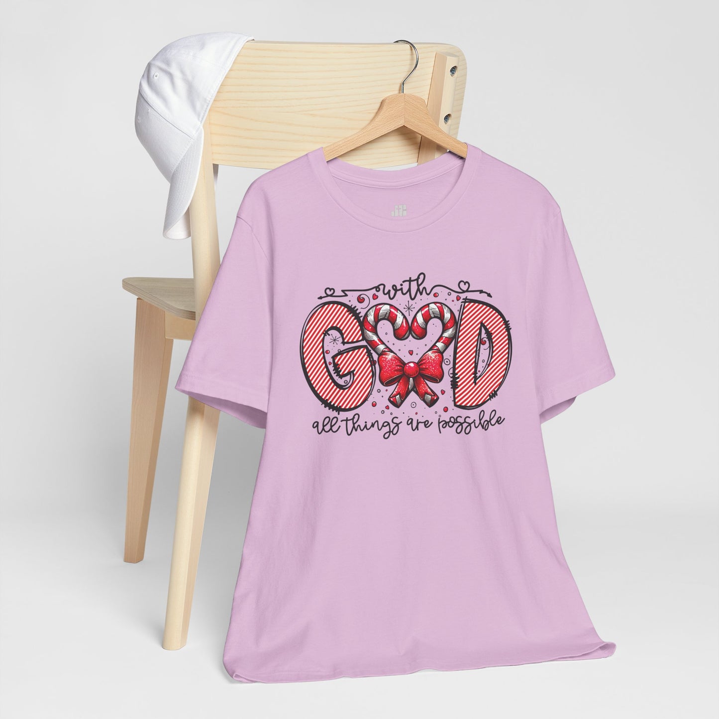 With God All Things Are Possible Christmas Soft Cotton Tee - Christian Shirt