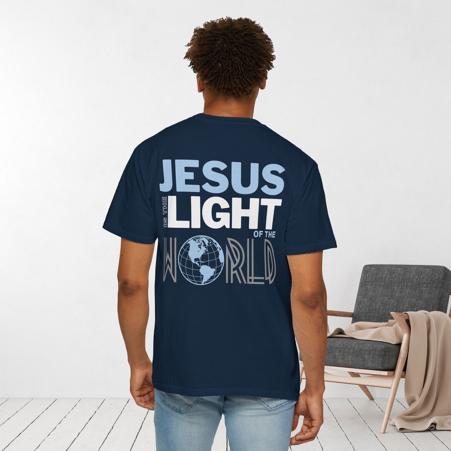 Jesus is the Light of the World Comfort Colors Shirt - John 8:12 Bible Verse Christian Shirt