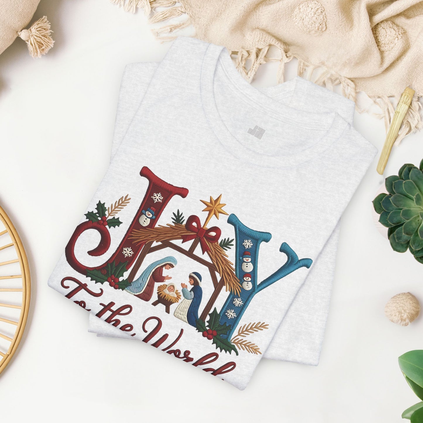 Joy to The World Soft Cotton Tee - Christian Christmas Shirt