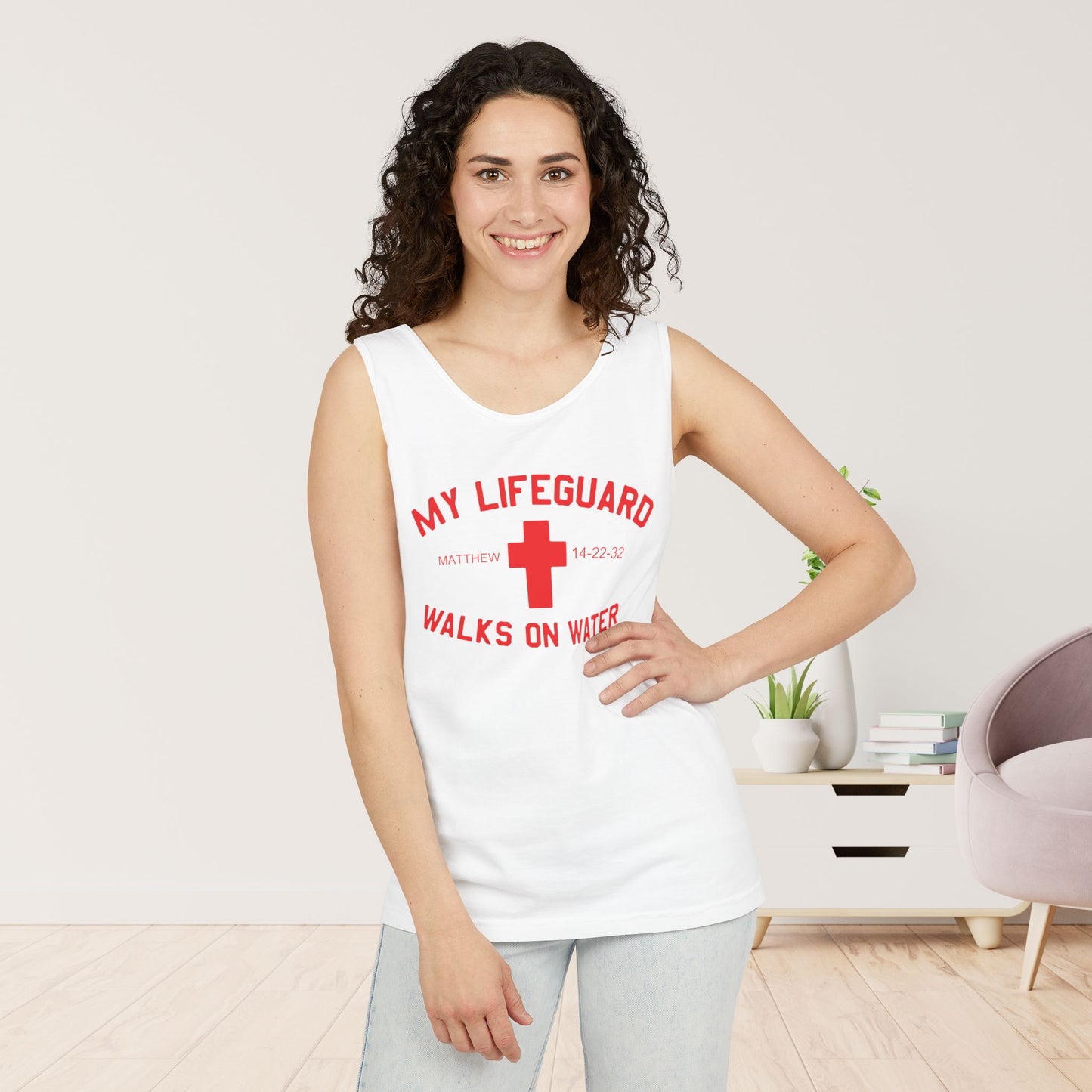My Lifeguard Walks on Water Comfort Colors Garment-Dyed Tank Top