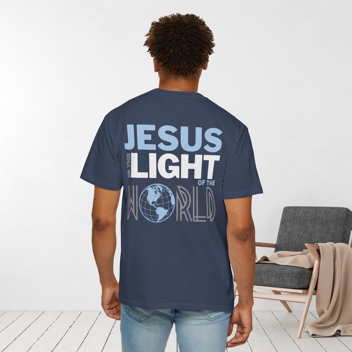 Jesus is the Light of the World Comfort Colors Shirt - John 8:12 Bible Verse Christian Shirt
