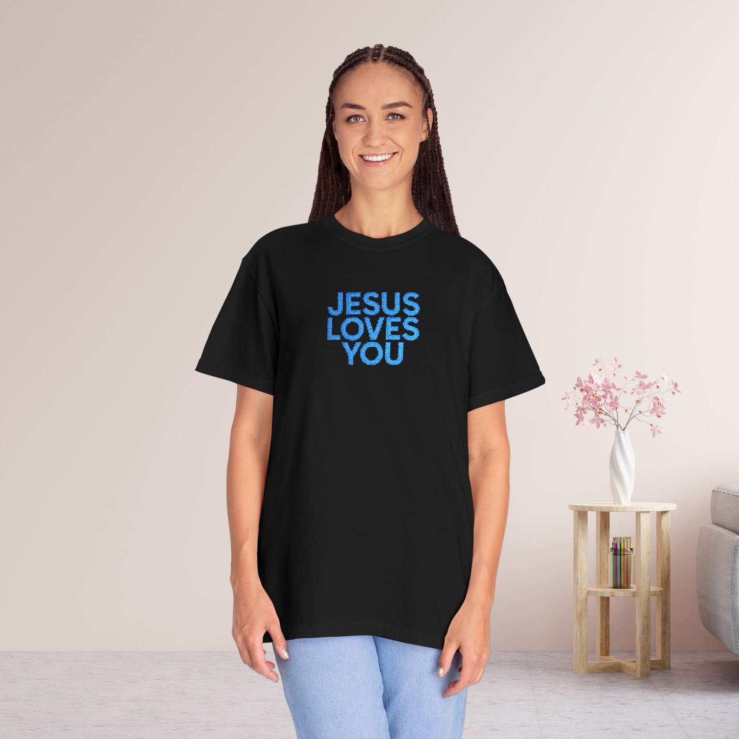 Jesus Loves You Embroidered Comfort Colors Shirt