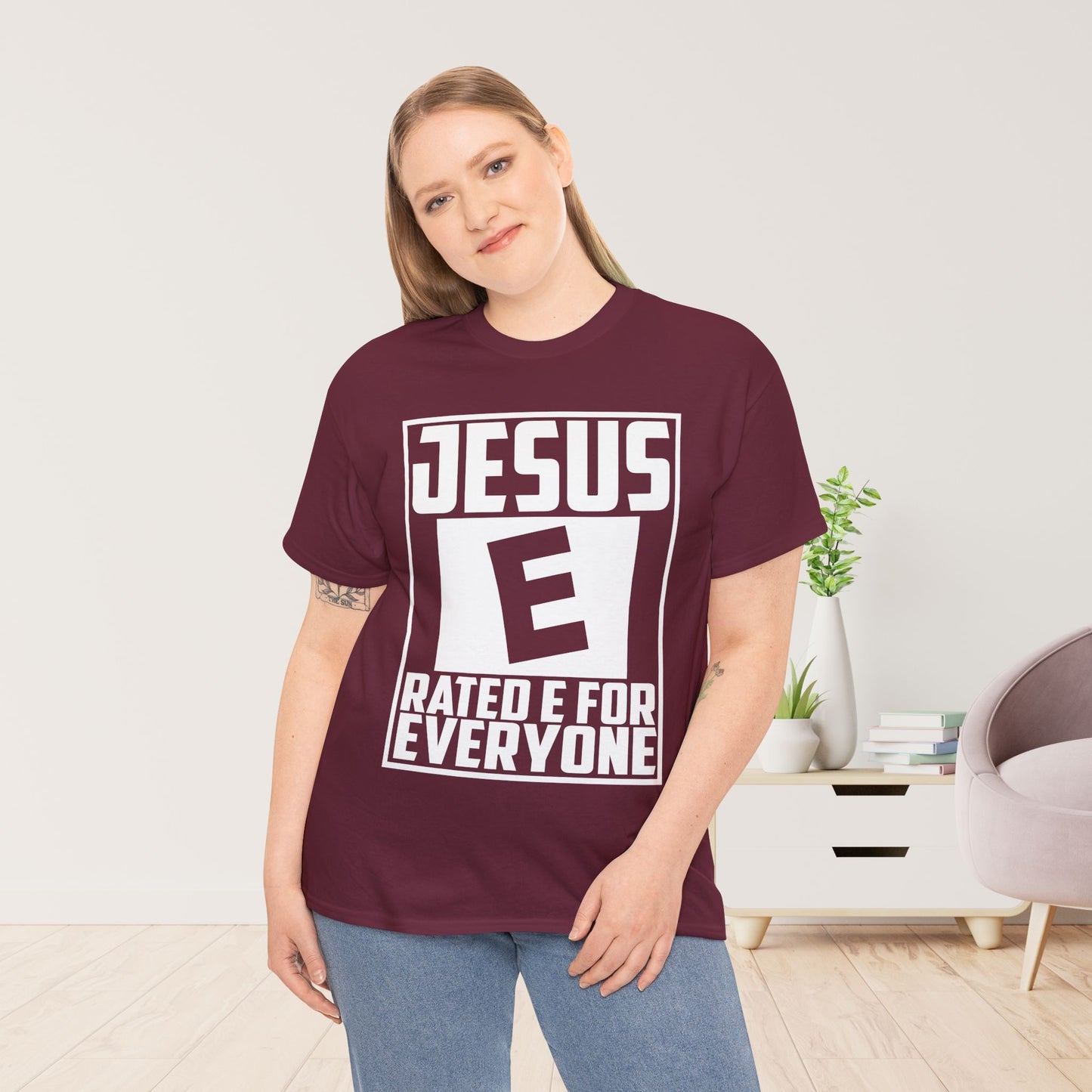 Jesus Rated E for Everyone Heavy Cotton Tee
