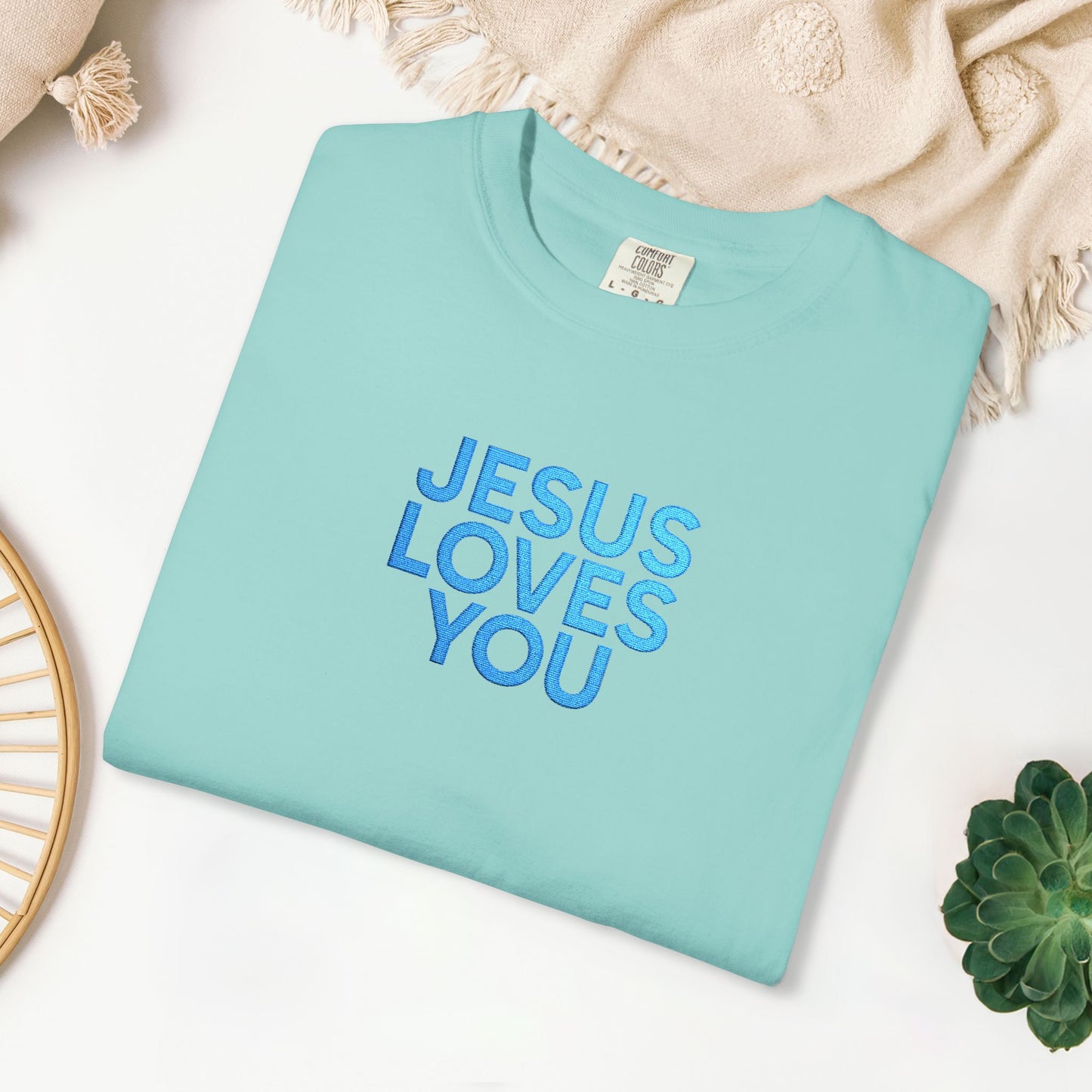 Jesus Loves You Embroidered Comfort Colors Shirt