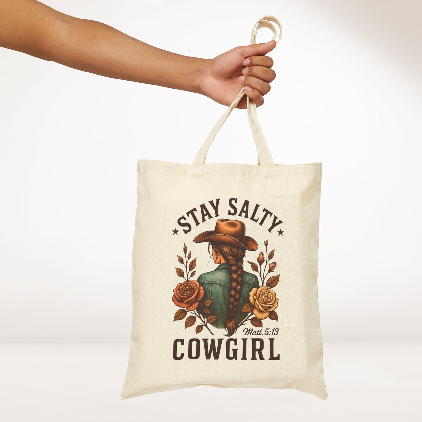 Stay Salty Cowgirl Canvas Tote Bag