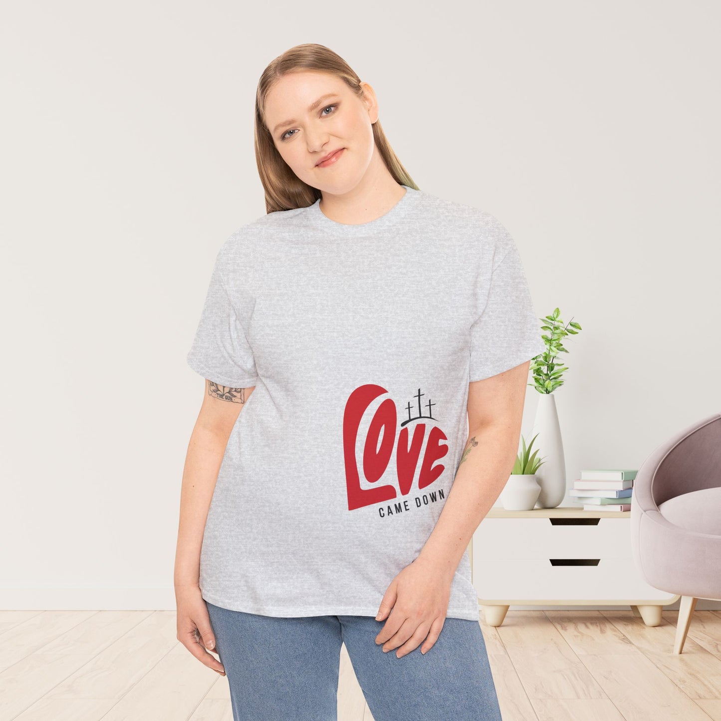 Love Came Down Heavy Cotton Tee - Luke 2:11