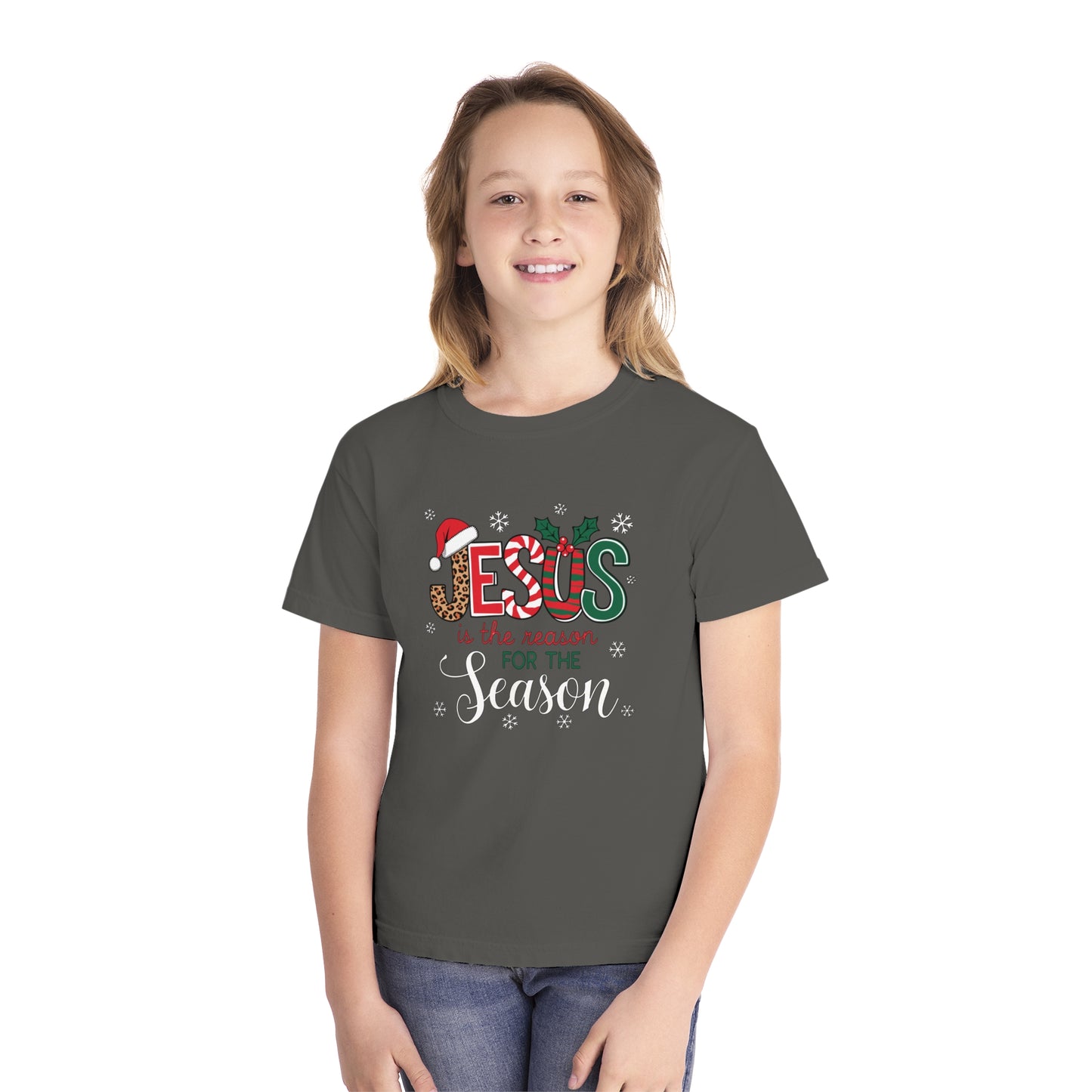 Jesus is The Reason for the Season Comfort Colors Youth Christian Tee - Youth Christmas Shirt