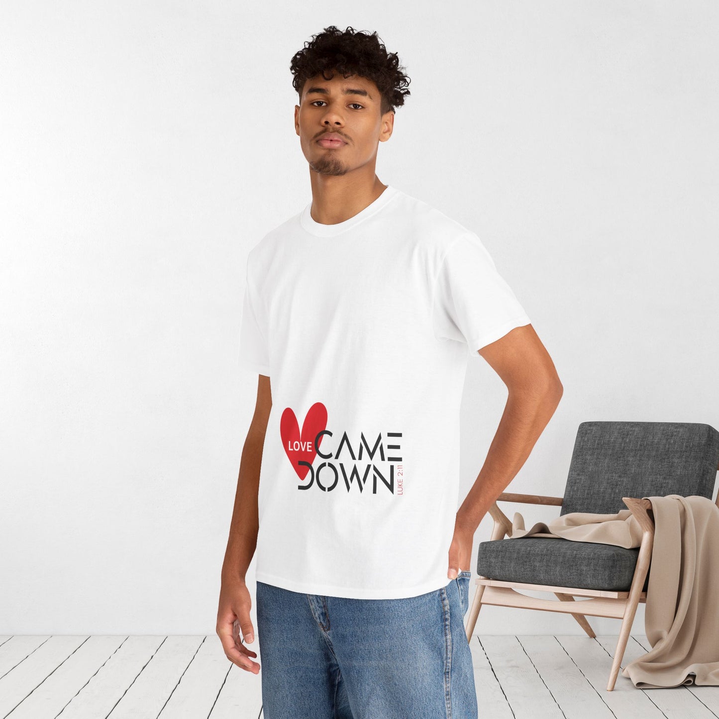Love Came Down Heavy Cotton Tee - Luke 2:11