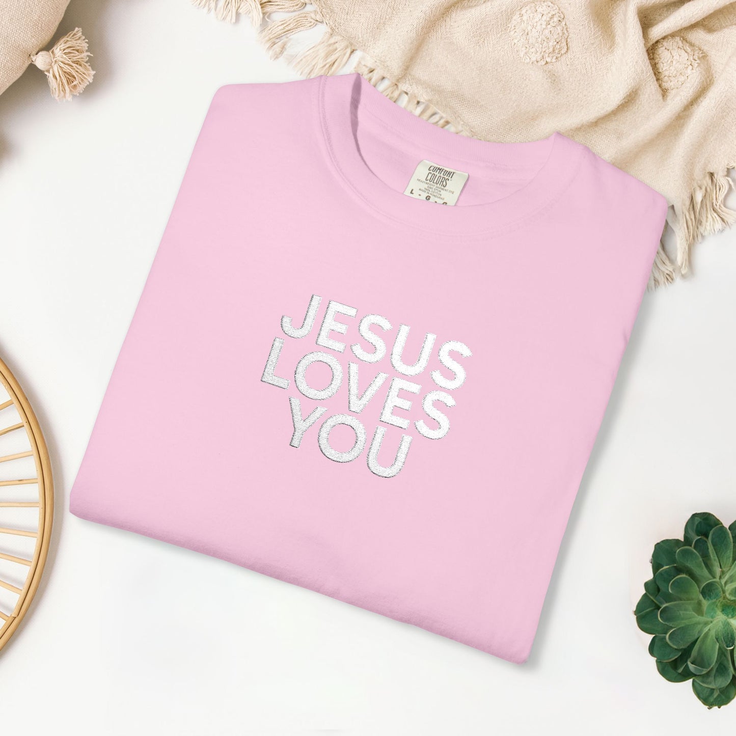 Jesus Loves You Embroidered Comfort Colors Shirt
