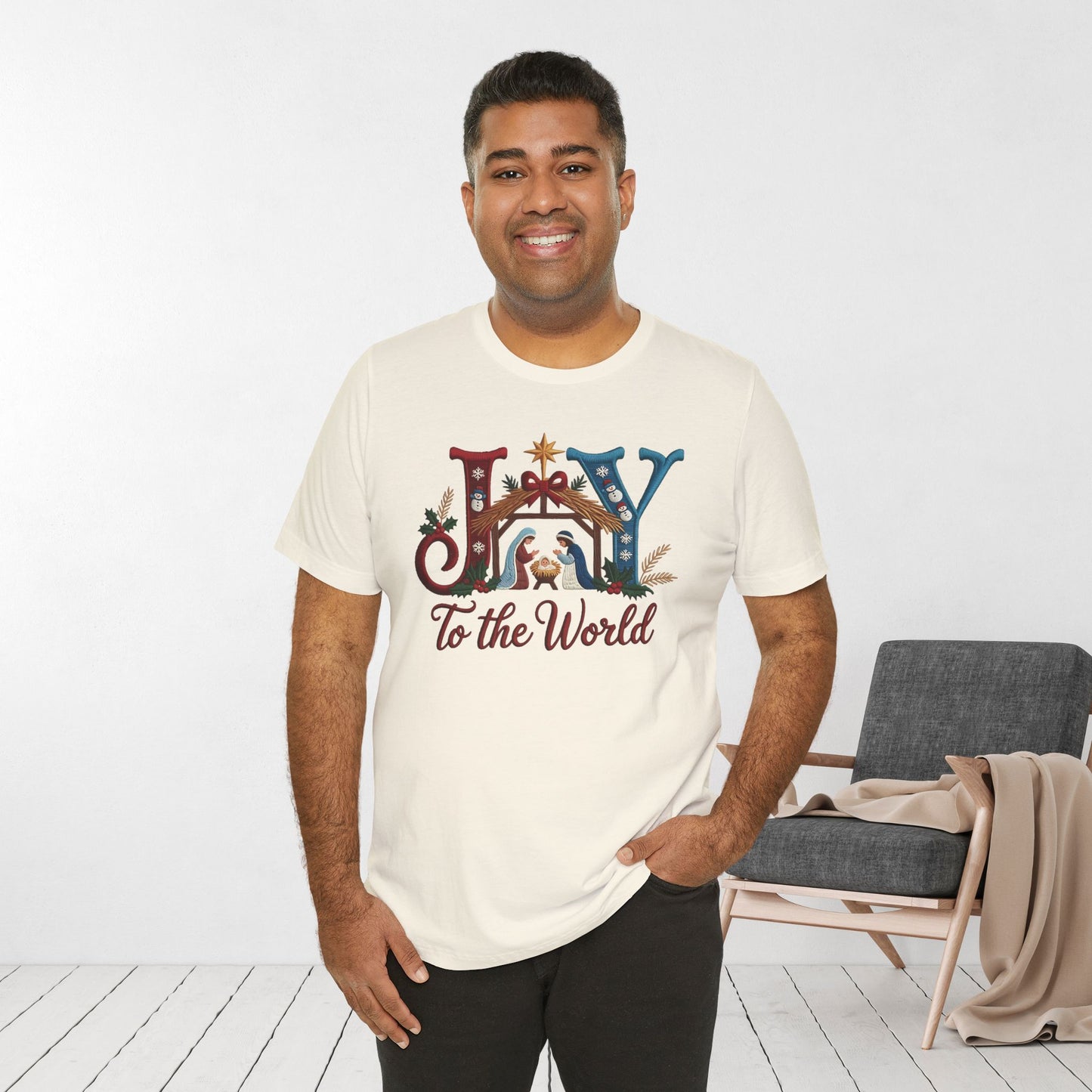 Joy to The World Soft Cotton Tee - Christian Christmas Shirt
