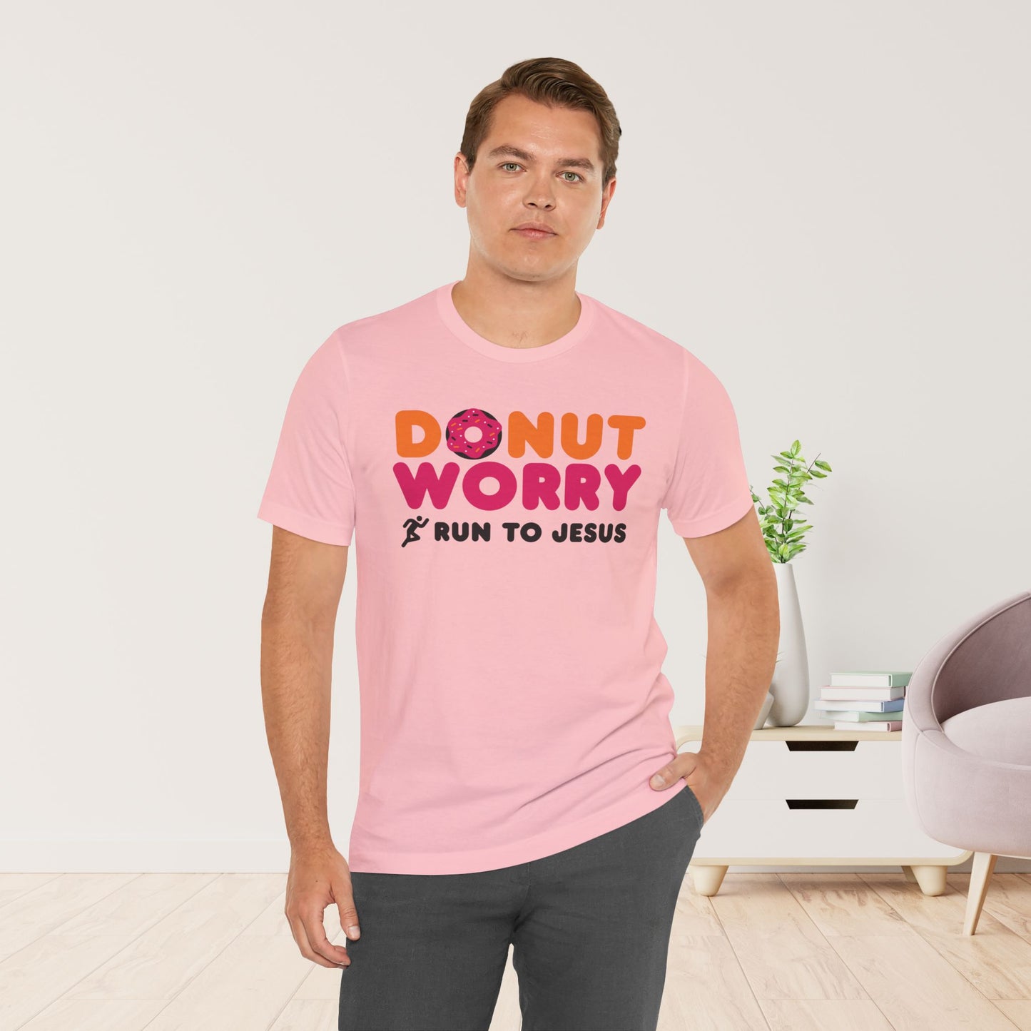 Donut Worry Run to Jesus Soft Cotton Tee