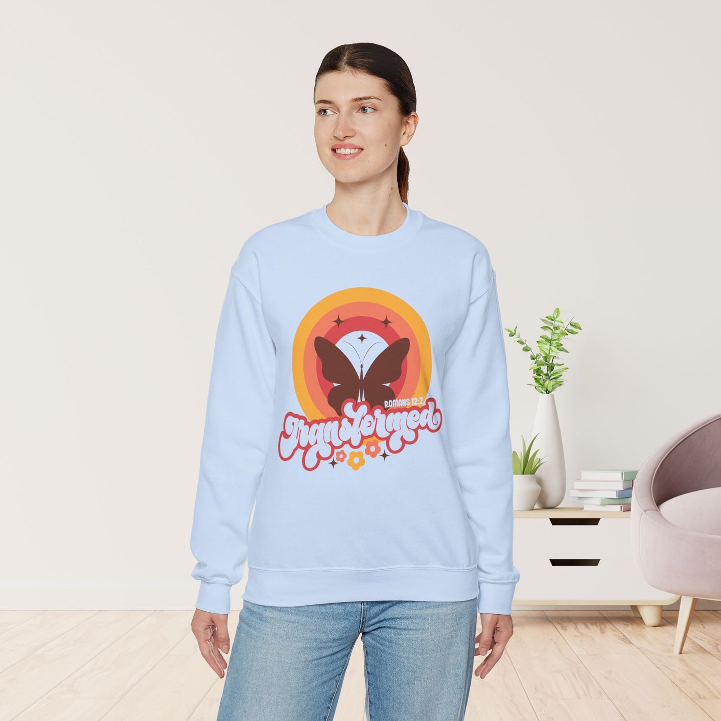 Transformed Sweatshirt - Romans 12:2 Bible Verse Sweatshirt