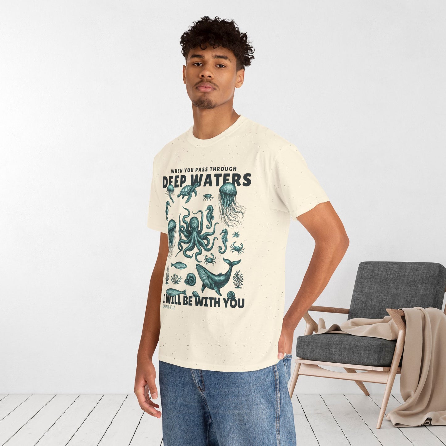 I Will Be With You Heavy Cotton Tee - Isaiah 43:2