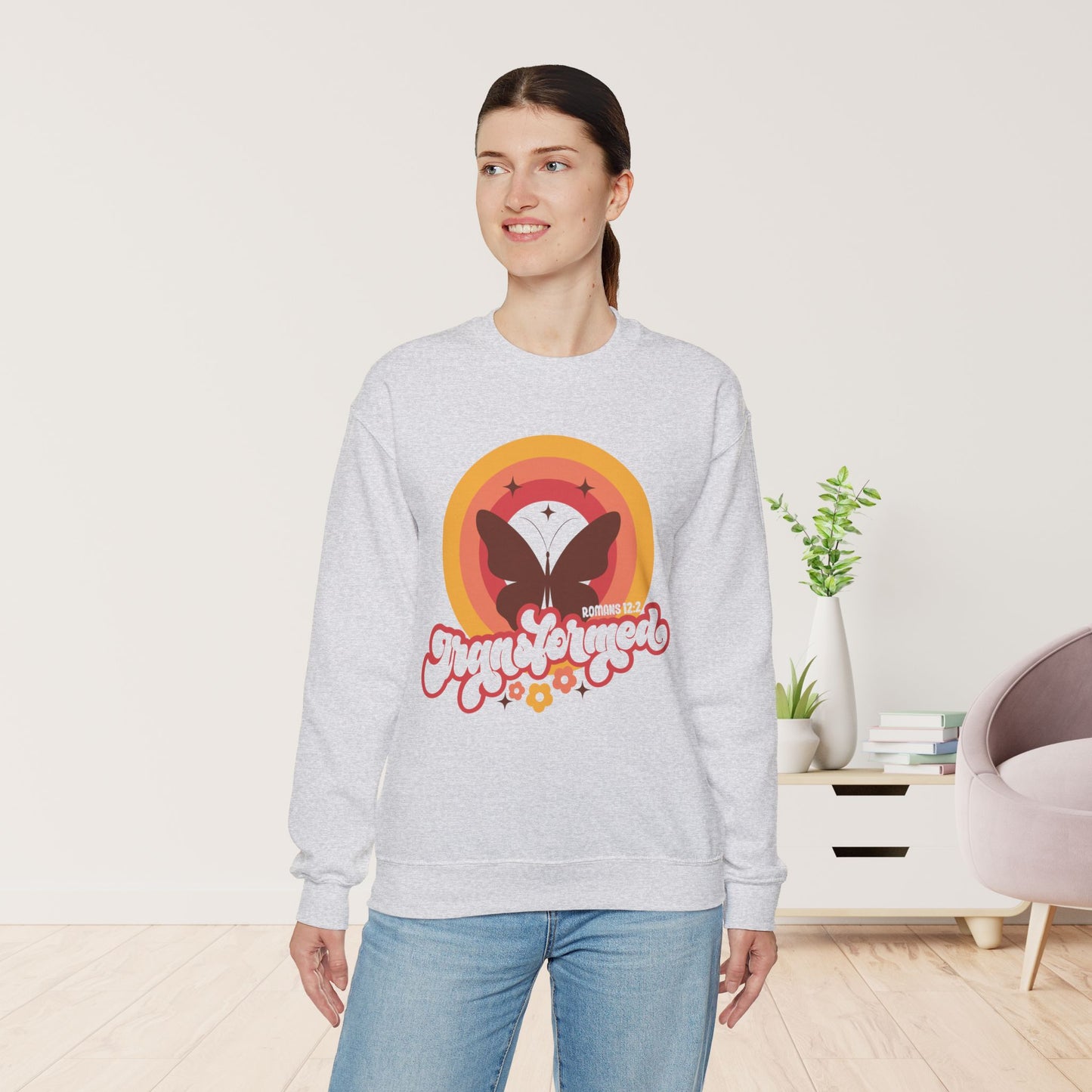 Transformed Sweatshirt - Romans 12:2 Bible Verse Sweatshirt