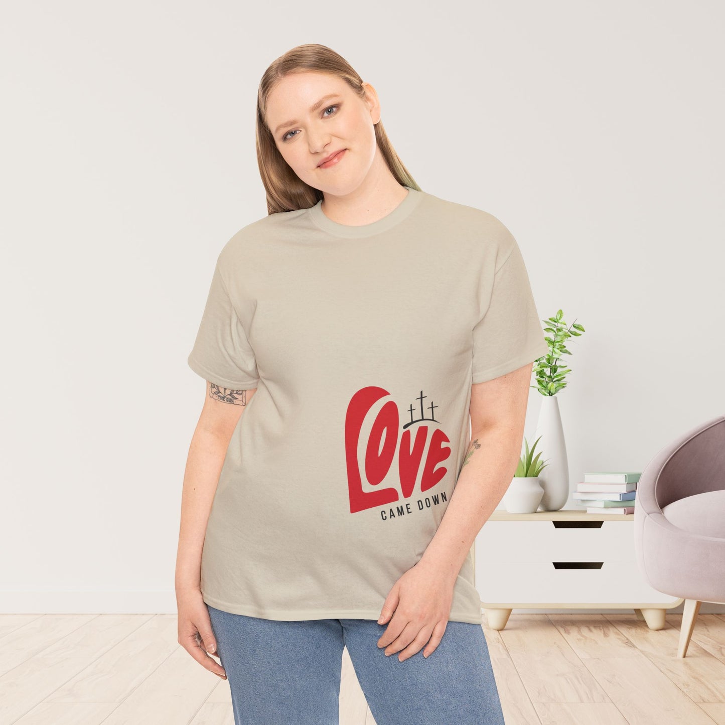 Love Came Down Heavy Cotton Tee - Luke 2:11