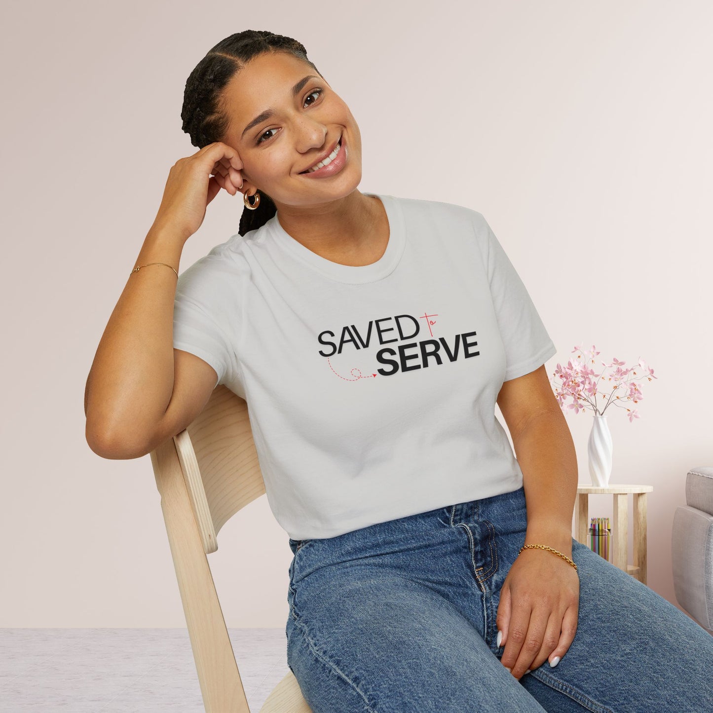 Saved to Serve - We Serve 'Cause We Are Saved Softstyle T-shirt - Trendy Christian Tee