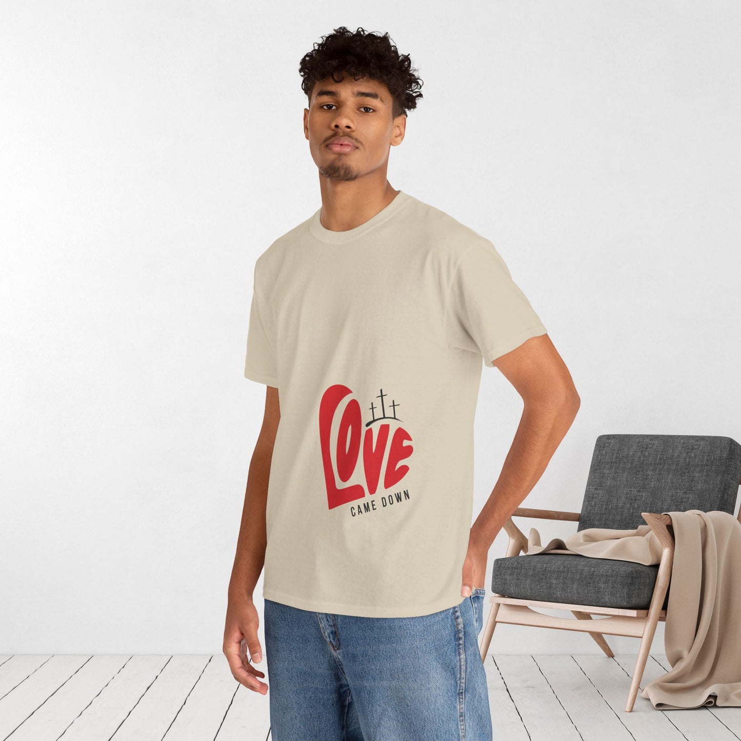 Love Came Down Heavy Cotton Tee - Luke 2:11