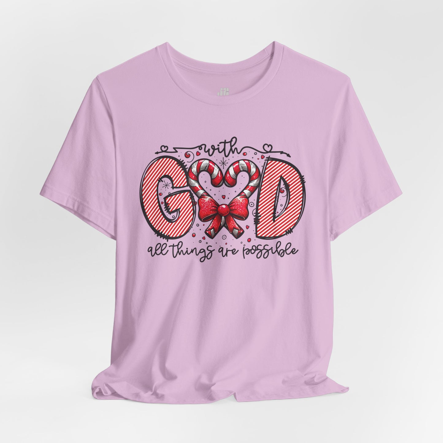 With God All Things Are Possible Christmas Soft Cotton Tee - Christian Shirt