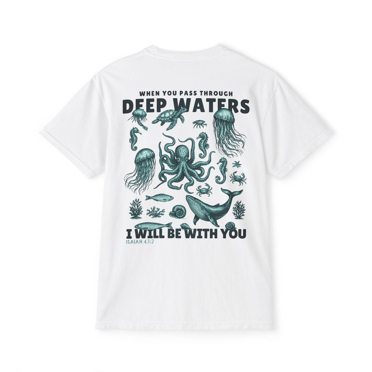When You Pass Through Deep Water I Will Be With You Comfort Colors Pocket T-Shirt