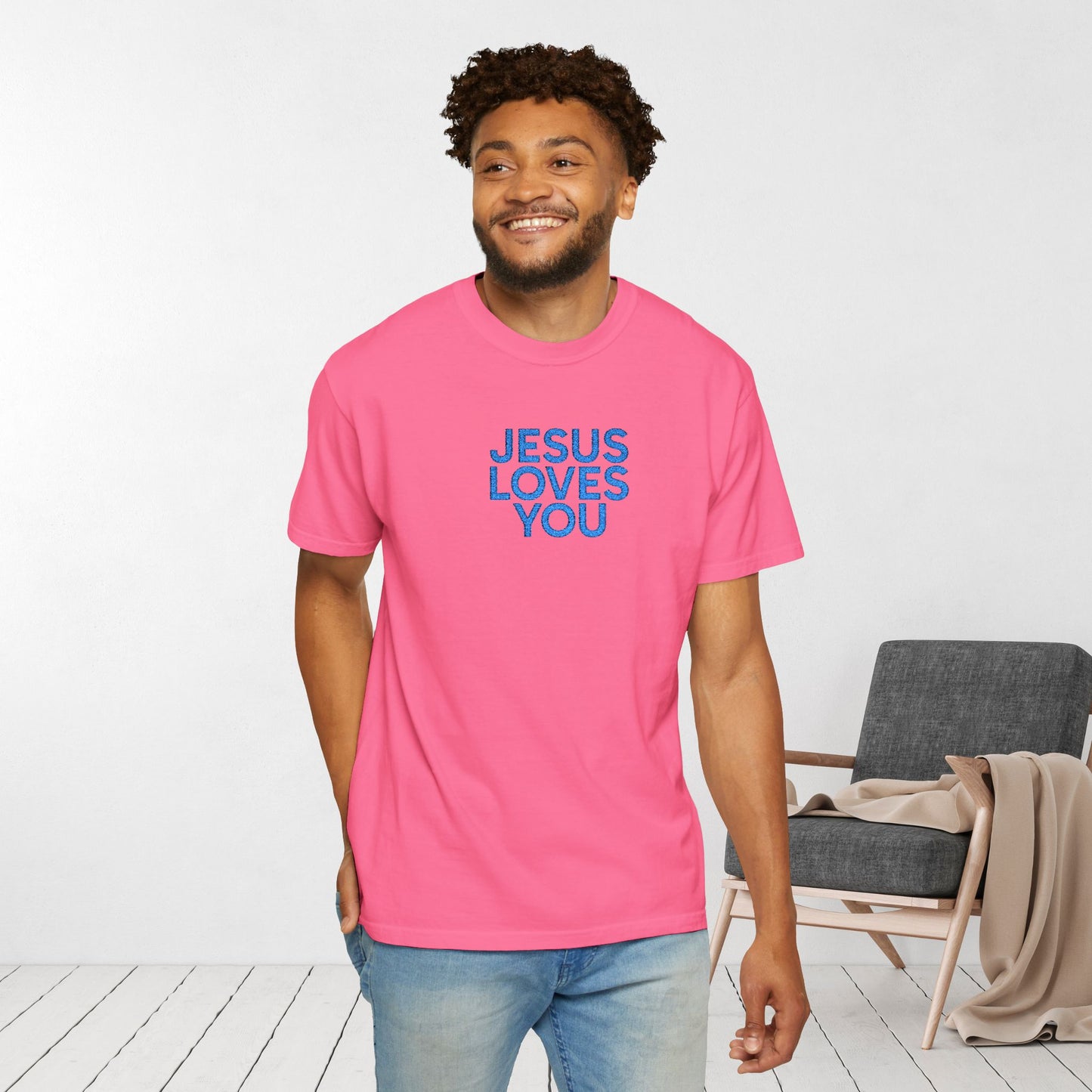 Jesus Loves You Embroidered Comfort Colors Shirt