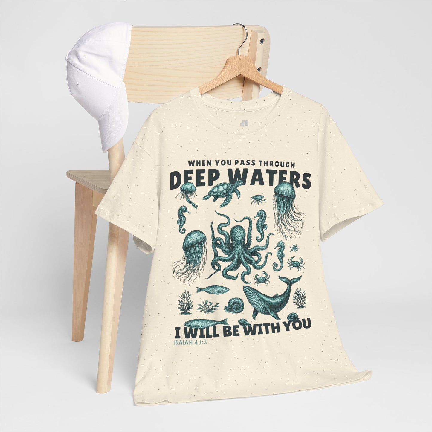 I Will Be With You Heavy Cotton Tee - Isaiah 43:2