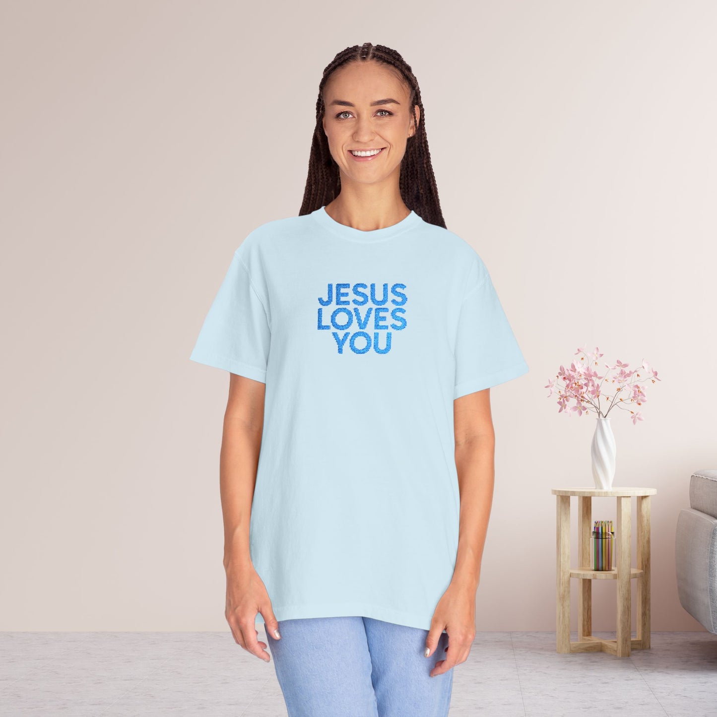 Jesus Loves You Embroidered Comfort Colors Shirt