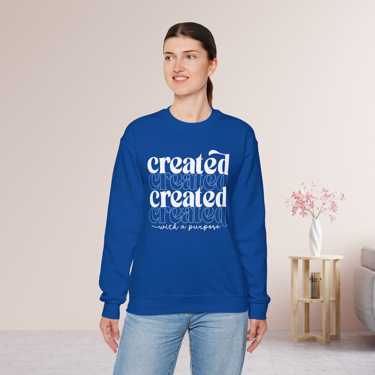 Created With a Purpose Sweatshirt - Christian Mom Sweatshirt