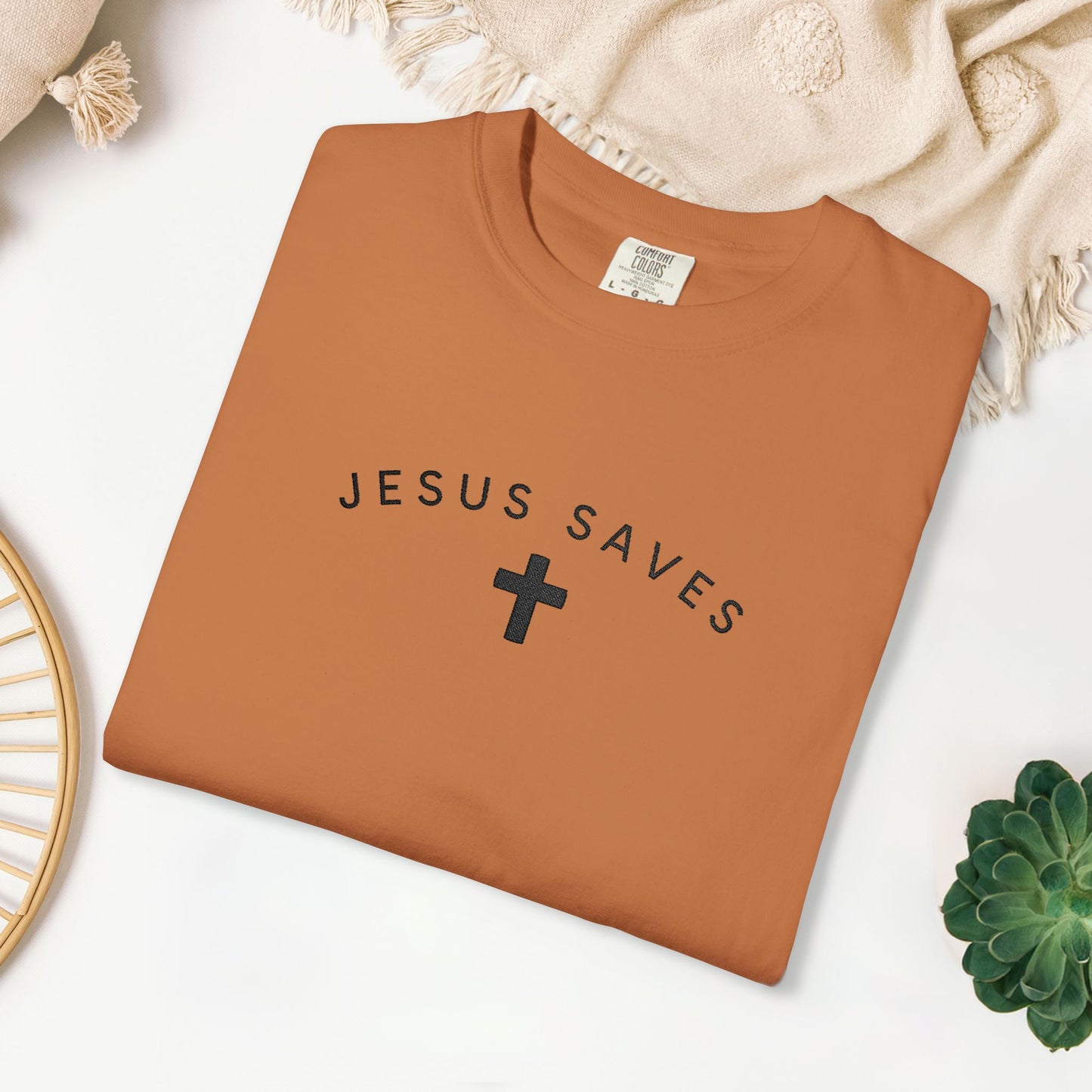 Embroidered Jesus Saves Comfort Colors Shirt