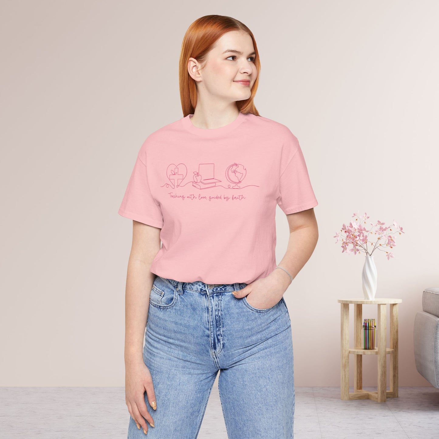 Teaching With Love Guided by Faith Soft Cotton Tee