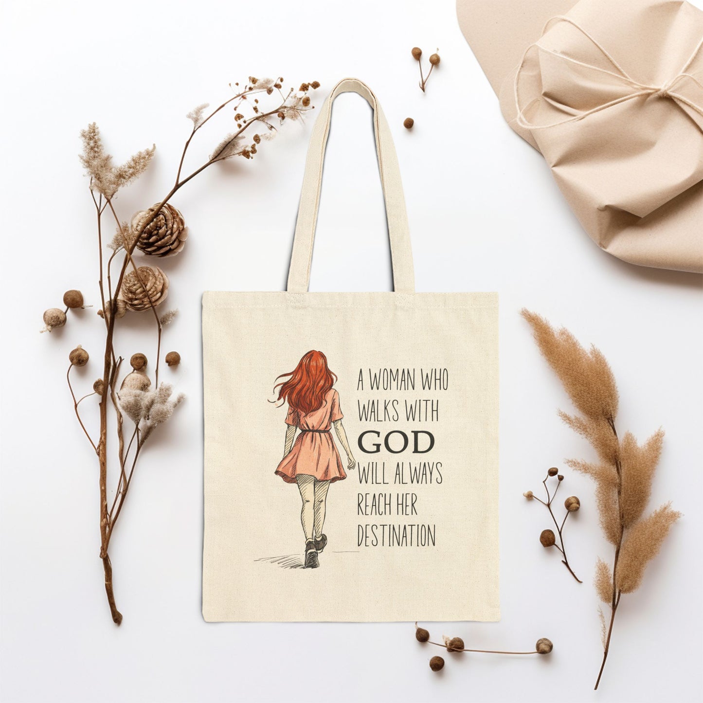 A Woman Who Walks With God Canvas Tote Bag