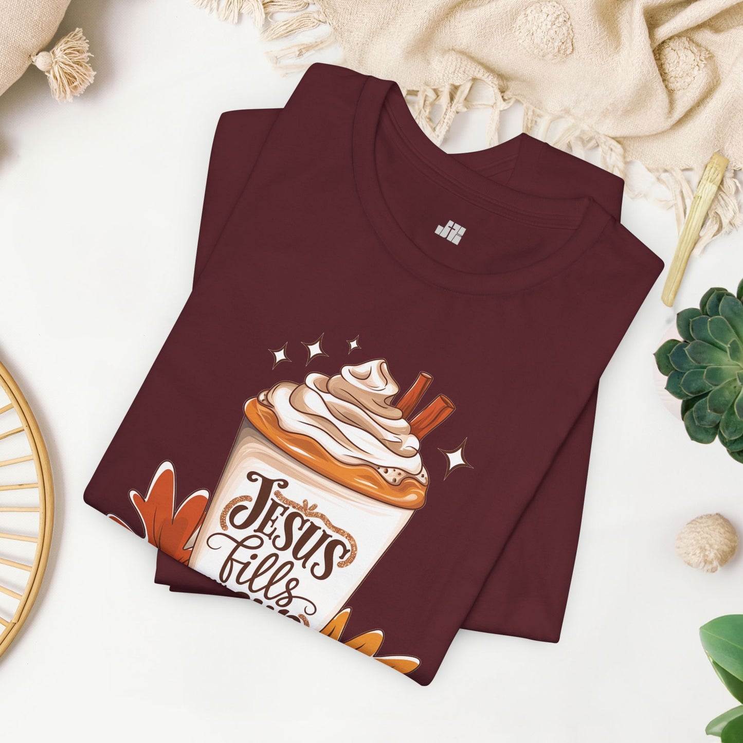 Jesus Fills My Cup Soft Cotton Tee - Fall Christian Tee