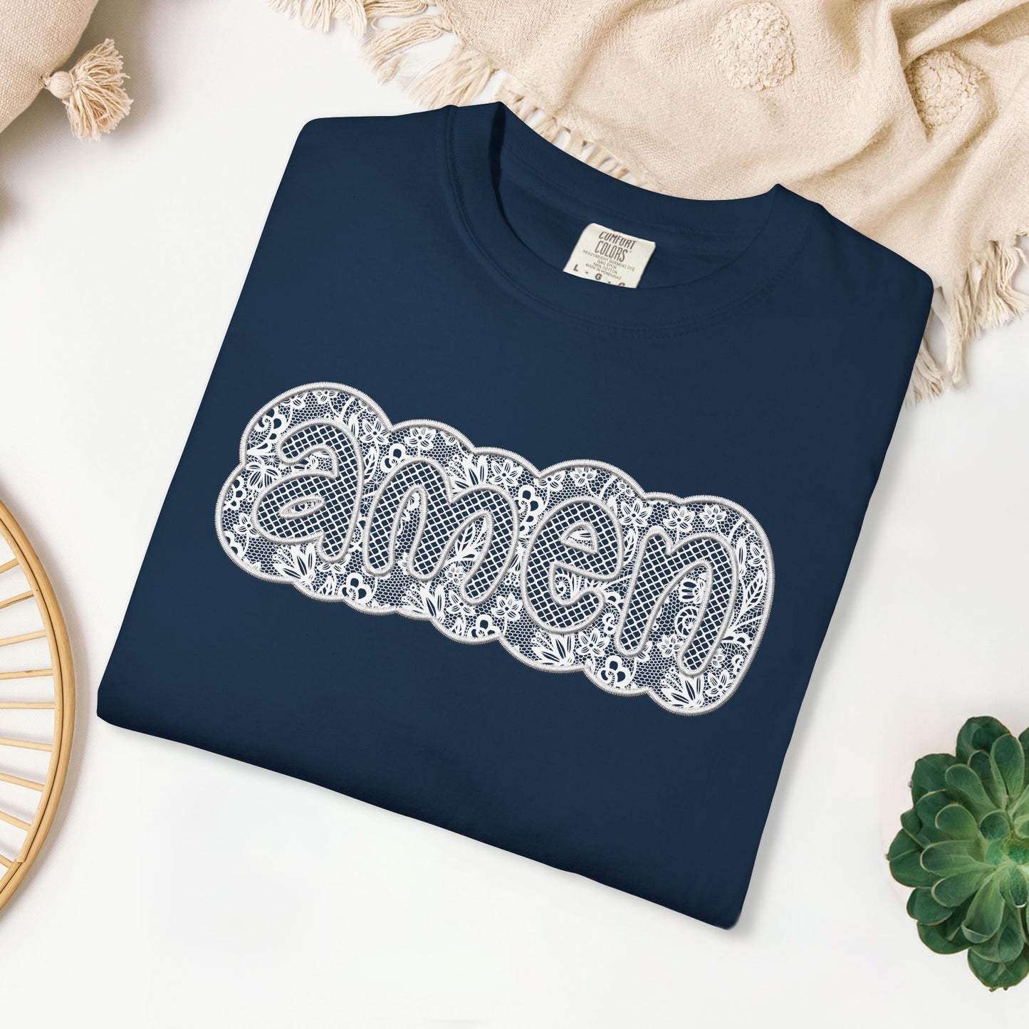 Amen Comfort Colors Shirt - Printed Lace Design