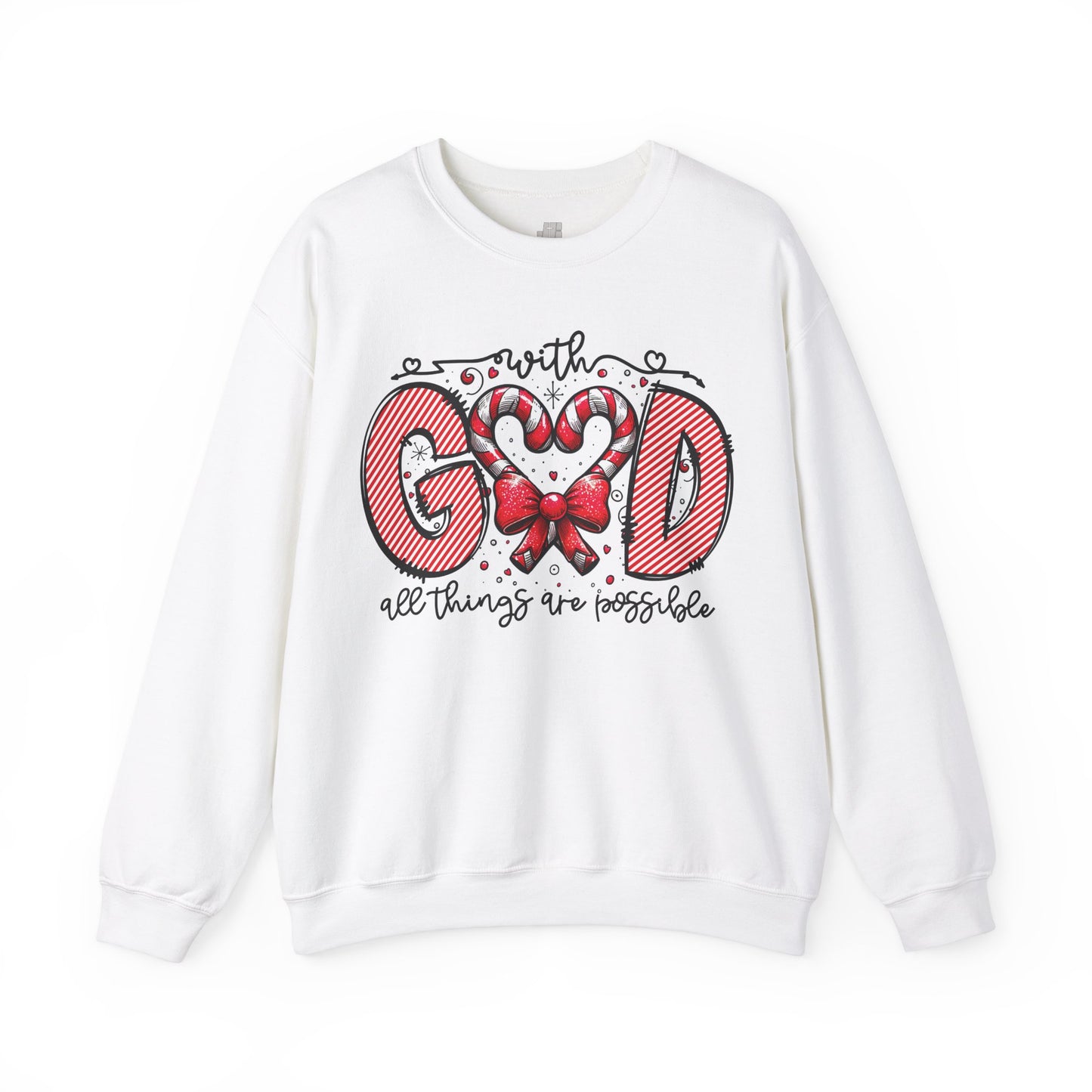 With God All Things Are Possible Christmas Sweatshirt - Christian Crewneck Pullover