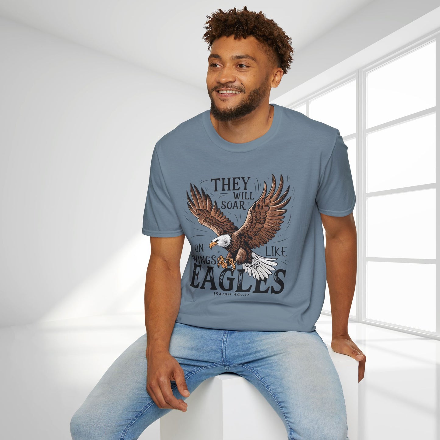 They Will Soar on Wings Like Eagles Softstyle T-shirt - Isaiah 40:31